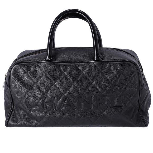CHANEL Spaline Matelasse Handbag A15685 Black Leather Caviar - Picture 1 of 9